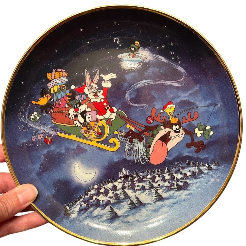 Vintage 1993 Limited Edition Franklin Mint Looney Tunes Christmas Plate